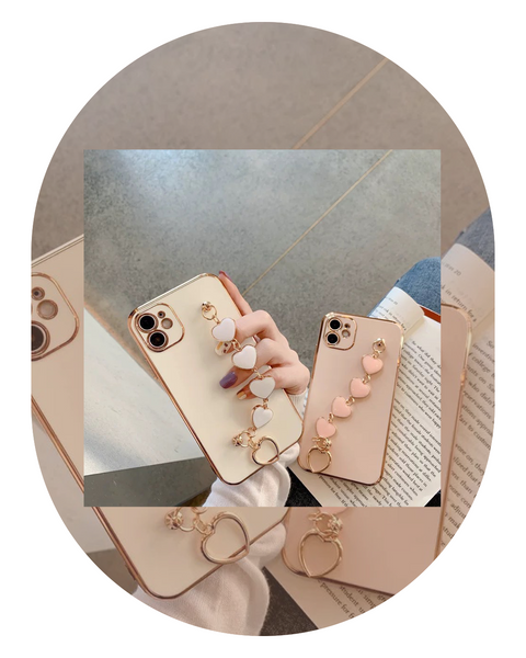 Gold Gross Heart Chain Iphone Case XS/ XS Max 11 11 Pro 11 Promax 12 12 Pro 12 Promax - Rose Gold