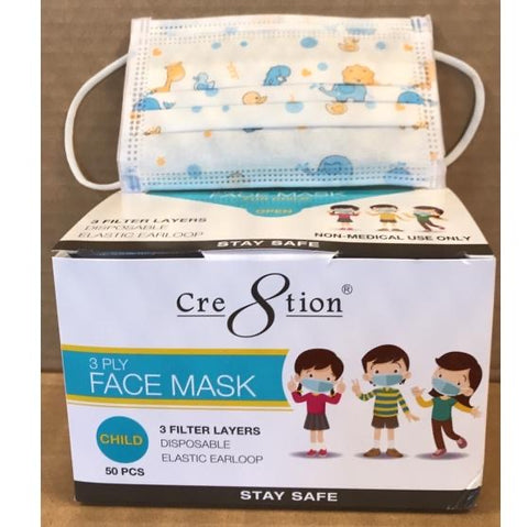 Cre8tion 3 Ply Face Mask Child 50 pcs./box - Lamaisononlinestore