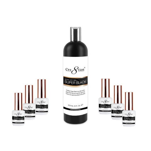 Cre8tion Soak Off Gel Super Black 8oz ( Free 6 super black 0.5oz )
