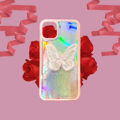 Sewing Butterflies Iphone Case XS/ XS Max 11 11 Pro 11 Promax 12 12 Pro 12 Promax - Pink