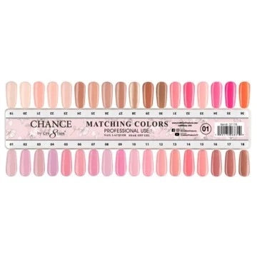 Chance Matching Color Gel & Nail Lacquer 0.5oz - 36 Colors - Nude/ Soft Shades Collection w/ 2 set Color Chart