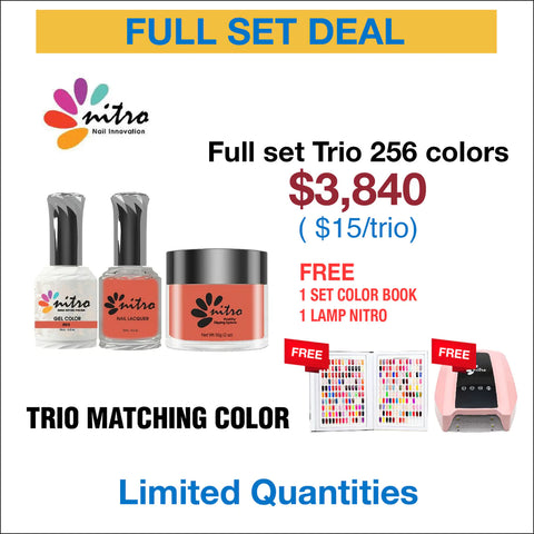 Nitro Trio Matching colors - Full Set 256 Colors w/ 1 set Color Book & 1 Nitro Cordless Rechargeable Lamp