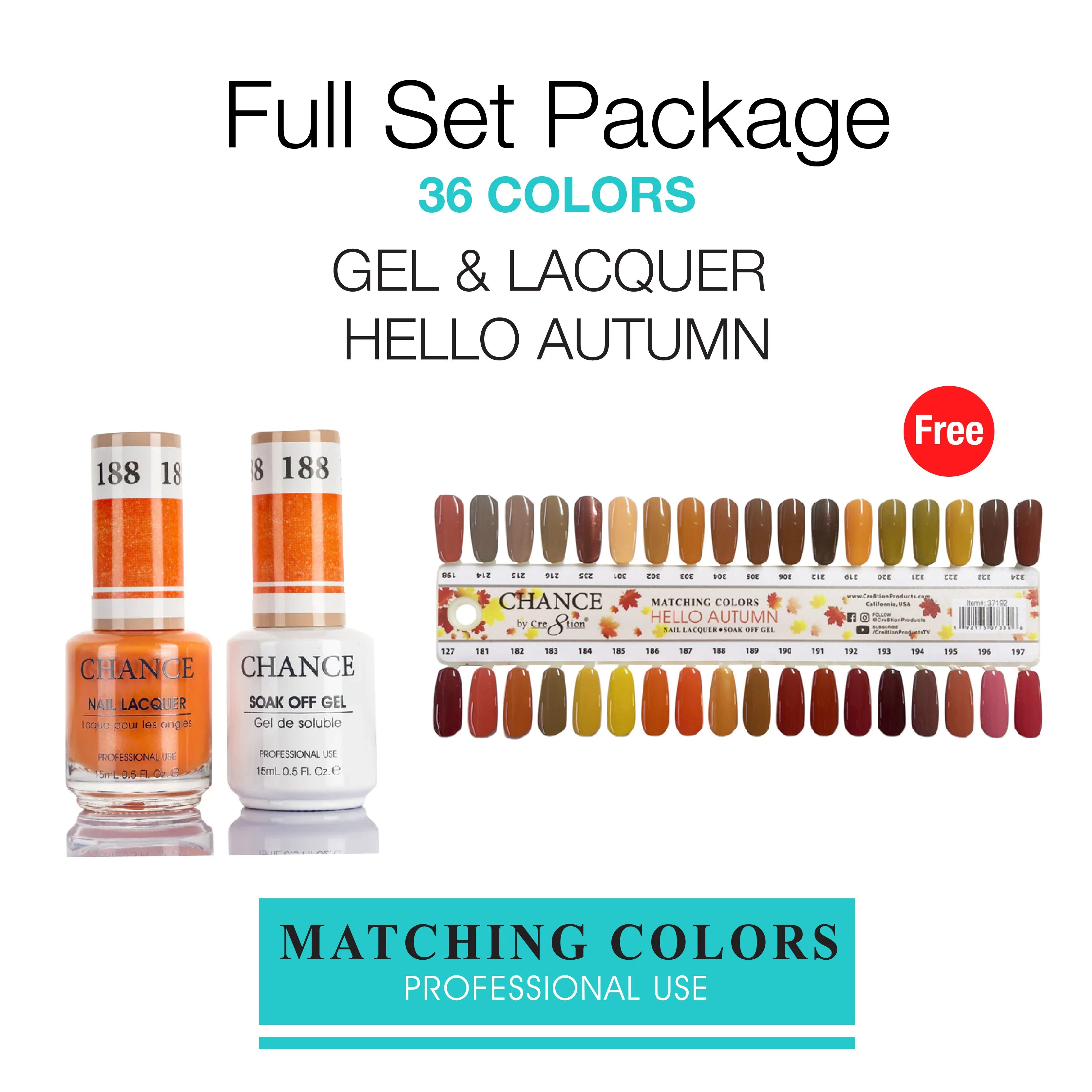 Chance Color Chance Gel/Lacquer & Dip Powder Matching Trio Full Set 36 Colors Autum