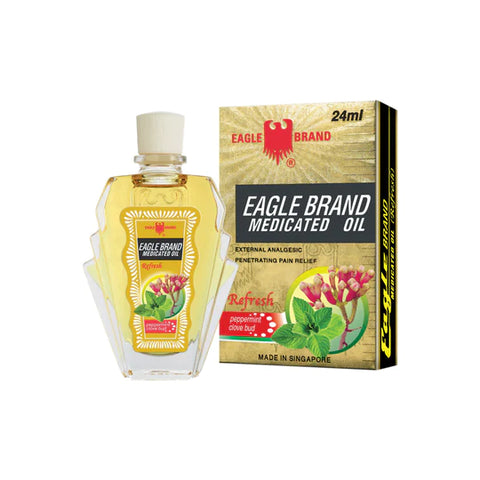 Dau Vang Eagle Brand Refresh Medicated Oil 0.8oz 24ml 12 pcs/pack, 12 packs/case