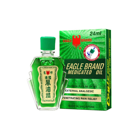 Dau Xanh Eagle Brand Green Medicated Oil 0.8oz 24ml 12 pcs/pack, 12 packs/case