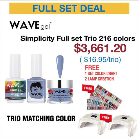 Wavegel Simplicity Trio Matching Color - Full set 216 Colors w/ 1 set Color Chart & 2 Cre8tion Lamp