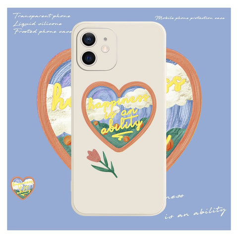 Simple Lovely Heart Iphone Case XS/ XS Max 11 11 Pro 11 Promax 12 12 Pro 12 Promax - White