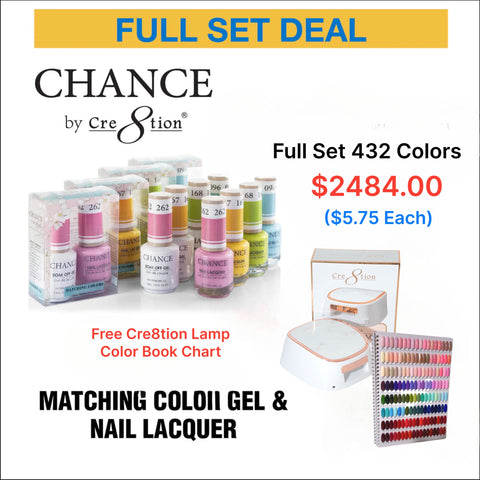 Chance Matching Color Gel&Lacquer Full Set - 432 Colors- $5.75/each - Free 2 Sets Color Chart/ 1 Corded LED Lamp