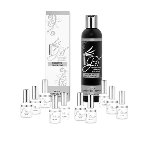 iGel - Soak Off Gel - No Cleanse Top Coat 8oz Refill - Buy 1 get 12 size 0.5oz free