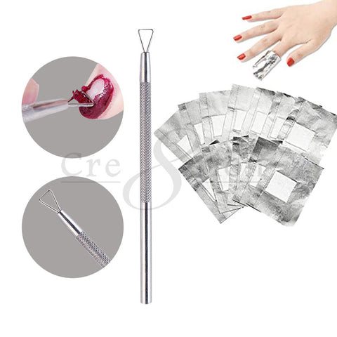 Combo Stainless Steel Cuticle Pusher & Removal Wraps
